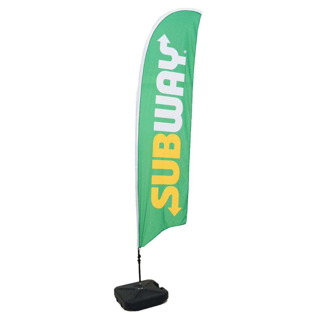 outdoor advertising angled shape feather beach flag