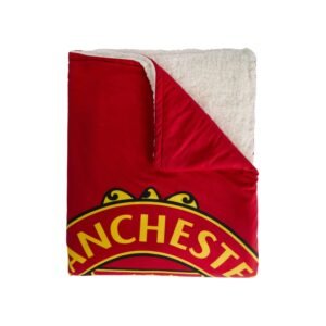 manchester united core stripe sherpa throw blanket